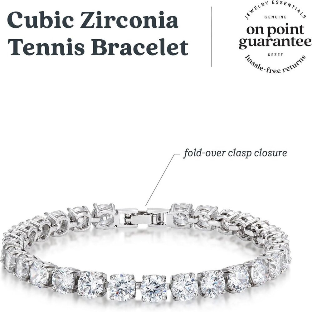 Tennis Bracelet Women - 7mm Red Cubic Zirconia Silver Plated 7 Inch with Secure - Picture 5 of 7